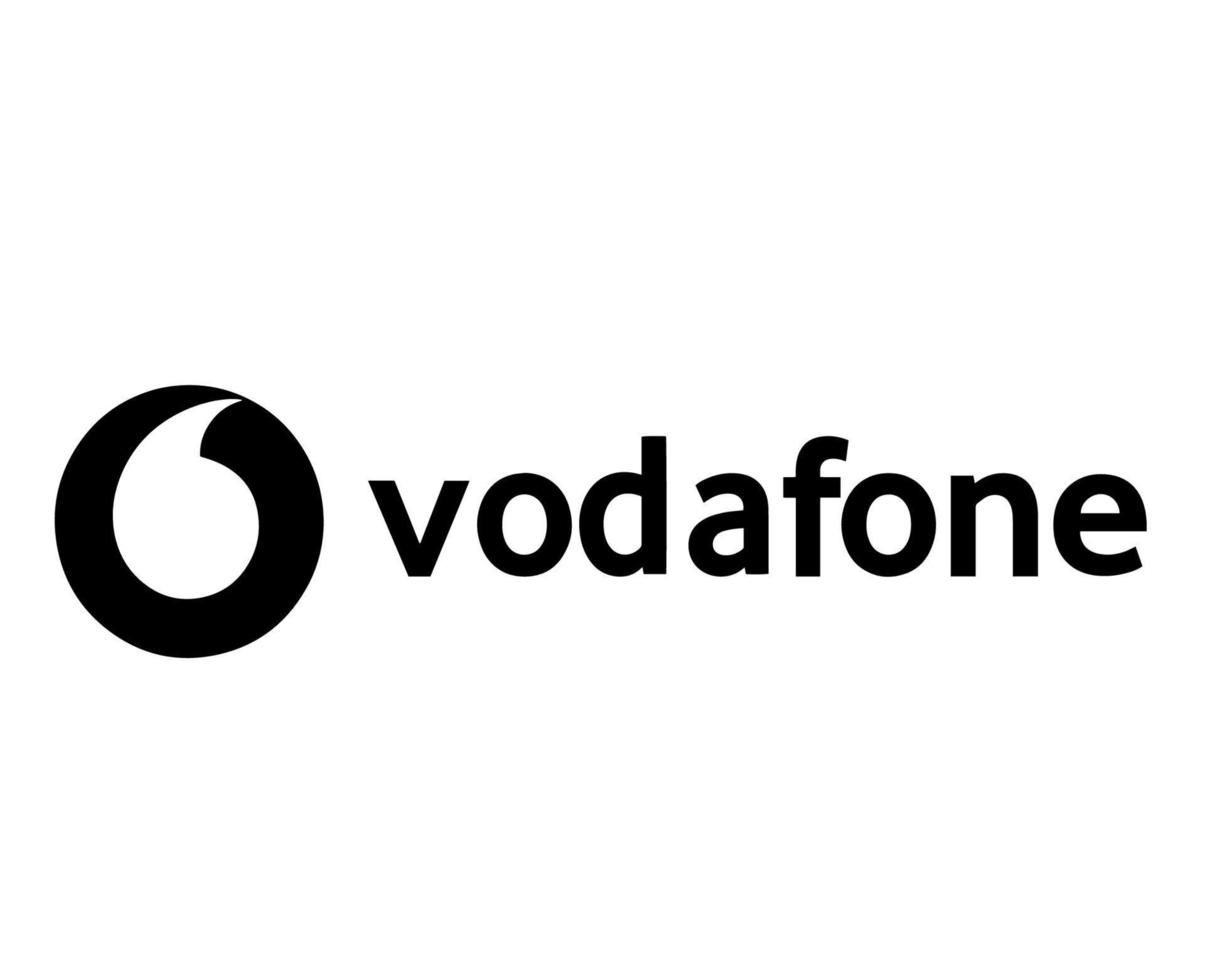 Black Vodafone logo with a circular symbol and the word 'vodafone' in lowercase letters.